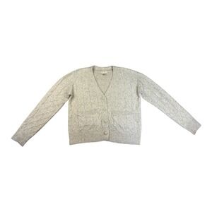 Jessica Simpson Gray Cable Knit Cardigan Sweater Womens Small Pearl Button Front
